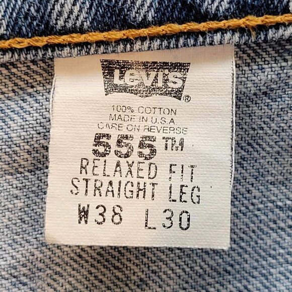 Levi's 555 Jeans Men's 38x30 Tall Blue Loose Fit Tapered Leg Y2K Zip Fly Cotton - Picture 4 of 10